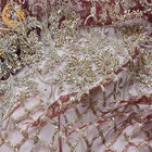L'or nigérien de styles a perlé la largeur faite main de la broderie 135cm de Tulle de tissu de dentelle