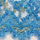 Décoration bleue d'équilibre de dentelle de mode d'habillement magnifique longueur de 1 yard avec des pierres