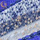 Modèle africain de textile de dentelle de largeur pailletée soluble dans l'eau du tissu 135cm fait main