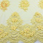 La dentelle florale brodée par 3D classique d'habillement a perlé le nylon de la largeur 80% de 135cm