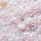 L'excellente dentelle de la fleur 3D a adapté la broderie aux besoins du client tissu floral de dentelle de rose de 1 yard de longueur