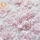 L'excellente dentelle de la fleur 3D a adapté la broderie aux besoins du client tissu floral de dentelle de rose de 1 yard de longueur