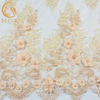 Le tissu de dentelle de fleur de Champagne Gold 3D a tricoté Mesh Soft Touching net
