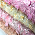 Tissu fait main perlé de dentelle de rose de 1 yard de la fleur 3D de tissu français de dentelle