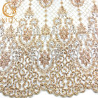Tissu matériel de dentelle d'or de broderie de la dentelle faite main MDX de couleur pour la robe de mariage