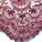 Style africain de tissu perlé rouge nuptiale élégant de dentelle adapté aux besoins du client pour la robe