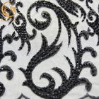 Tissu de dentelle brodé par noir doux de Mesh Beaded Lace Fabric 3D 1 yard