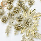 Décoration nuptiale de polyester de tissus de dentelle de fausses pierres d'or largeur de 55 pouces