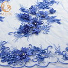 Tissu bleu royal de dentelle de MDX/conception complexe dentelle nuptiale perlée