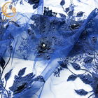 La robe l'épousant bleu-foncé lacent le tissu décoration de 55 de pouce fausses pierres de largeur