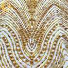 Les paillettes brillantes ont brodé Mesh Lace/dentelle d'or 80% de perle en nylon