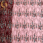 Les femmes habillent des paillettes lacent la dentelle perlée française de largeur du tissu 140cm adaptée aux besoins du client