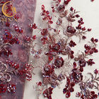 La décoration faite main de longueur du tissu brillant élégant 91.44cm de dentelle a perlé