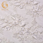 MDX a perlé la largeur blanche des tissus 140cm de dentelle luxueuse avec les fleurs 3D