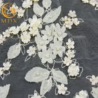 La fleur blanche de Tulle 3D lacent la broderie en nylon de 80% pour le mariage