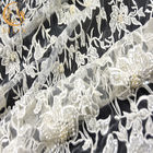 Largeur brodée blanche unique de la décoration 135cm 140cm de perles de tissu de dentelle