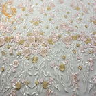 Largeur brodée florale du polyester 135cm de Mesh Fabric 20% de paillette sensible de rose