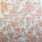 Longueur matérielle de la dentelle brodée en nylon gentille 91.44cm de Mesh Lace Fabric/rose