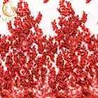Tissu de dentelle de scintillement de 1 yard/décoration rouge de dentelle de paillette pour la robe habillée