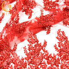 Tissu de dentelle de scintillement de 1 yard/décoration rouge de dentelle de paillette pour la robe habillée