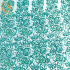 Tissu perlé fait main nuptiale vert adapté aux besoins du client de dentelle