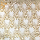 Tissu de dentelle de fleur du matériel 3D de polyester de 20% avec des perles