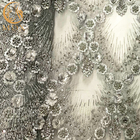Tissu de robe de broderie de fleur de Grey Color 3D longueur de 1 yard