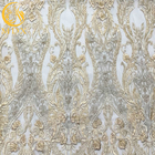 modèle floral de fantaisie perlée de dentelle de tissu de broderie de robe de mariage 3D