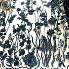 Tissu floral de dentelle de broderie du bleu marine 3D pour même la robe habillée