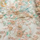 Tissu de dentelle de fleur de 1 yard 3D avec des perles pour la robe habillée du Nigéria
