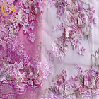 Tissu de dentelle de fleur de la robe 3D de demoiselle d'honneur avec des perles brodées