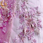 Tissu de dentelle de fleur de la robe 3D de demoiselle d'honneur avec des perles brodées