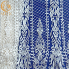 Tissu nuptiale blanc de dentelle de paillette d'ordre français pour la robe de mariage