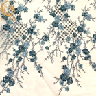 Robes bleues de Mesh Beaded Lace Fabric For de la broderie 3D