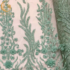 Largeur nuptiale du tissu 140Cm de dentelle de robe perlée verte élégante d'ODM