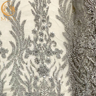 Tissu de Grey Heavy Handmade Beaded Lace pour des robes de défilé de mode