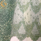 Mesh Exquisite Beads Lace Fabric vert fait main pour la fabrication de robe